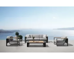 Nowoczesny zestaw mebli ogrodowych aluminiowych grafitowych cambusa higold
