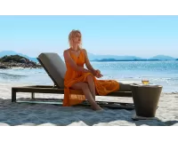 Luksusowy leżak ogrodowy aluminiowy z elementami z drewna teak CAMBUSA higold