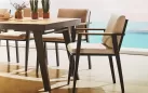 Duży stół ogrodowy aluminiowy 220 cm grafitowy z blatem z drewna tikk EMOTI