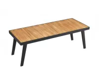 Duży stół ogrodowy aluminiowy 220 cm grafitowy z blatem z drewna tikk EMOTI