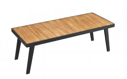 Duży stół ogrodowy aluminiowy 220 cm grafitowy z blatem z drewna tikk EMOTI Duży stół ogrodowy aluminiowy 220 cm grafitowy z blatem z drewna tikk EMOTI