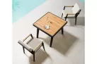 Kwadratowy stół ogrodowy aluminiowy z blatem teak EMOTI 90 x 90 cm