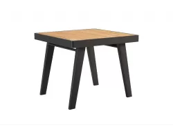 Kwadratowy stół ogrodowy aluminiowy z blatem teak EMOTI 90 x 90 cm