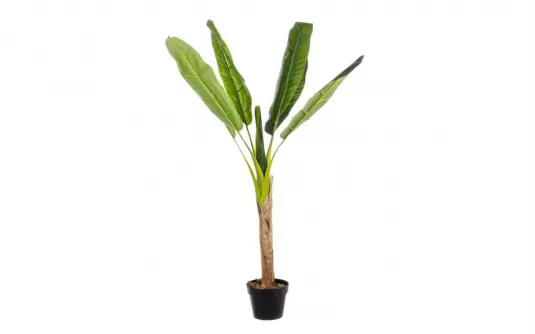 Sztuczna roślina doniczkowa ozdobna bananowiec 113 cm 7 liści