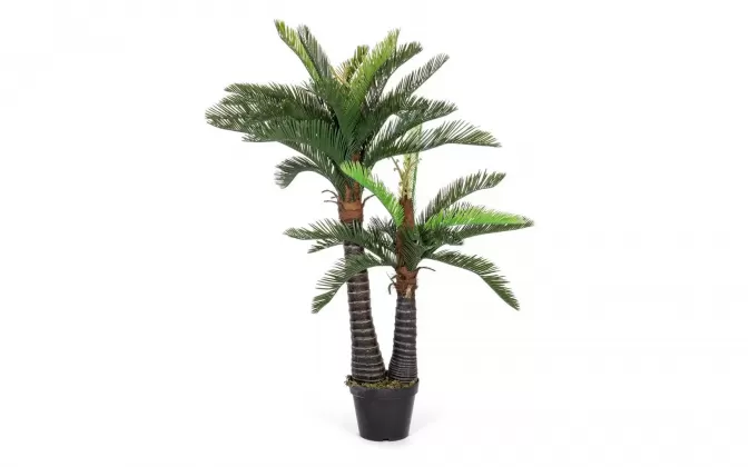 Sztuczna palma dekoracyjna z 2 pniami 150 cm 36 liści