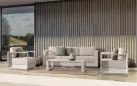 Meble kość słoniowa aluminiowe sofa + 2 fotele i stolik MOSES bizzotto