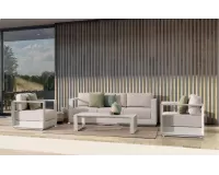 Meble kość słoniowa aluminiowe sofa + 2 fotele i stolik MOSES bizzotto