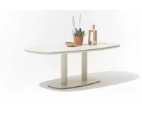 Jasnobeżowe stół ogrodowy z blatem z kamienia spiekanego melville applebee 220x110 cm