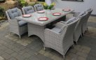 meble stołowe ogrodowe  CASTELLA w kolorze jasnoszarego technorattanu.