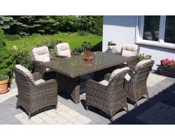 duży komplet obiadowy na taras z technorattanu dla 6 osób