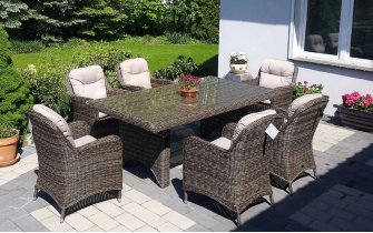 duży komplet obiadowy na taras z technorattanu dla 6 osób
