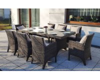 komplet stołowy na taras stół 200 cm i 6 foteli brązowy