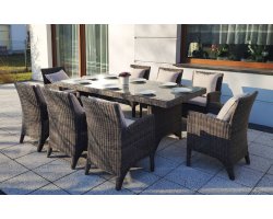 komplet stołowy na taras stół 200 cm i 6 foteli brązowy