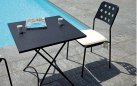 Kwadratowy składany stolik stalowy ogrodowy ocynkowany grafitowy 70x70 SINNA