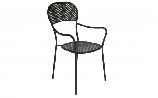 Sztaplowane cięzkie krzesło stalowe ogrodowe IVIENE grafitowe malowane proszkowo Sztaplowane cięzkie krzesło stalowe ogrodowe IVIENE grafitowe malowane proszkowo