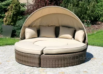 łóżko ogrodowe technorattanowe z daszkiem COSCO  / brązowy matowy