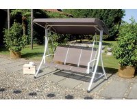 Huśtawka ogrodowa 3-osobowa z siedziskiem z tekstyliny BAWALA tortora