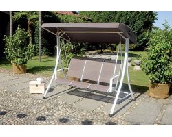 Huśtawka ogrodowa 3-osobowa z siedziskiem z tekstyliny BAWALA tortora