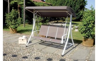 Huśtawka ogrodowa 3-osobowa z siedziskiem z tekstyliny BAWALA tortora