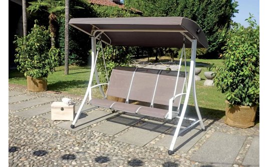 Huśtawka ogrodowa 3-osobowa z siedziskiem z tekstyliny BAWALA tortora