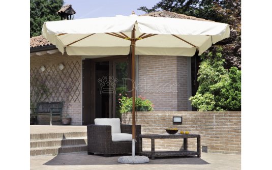 Parasol 3x3 LUXO noga centralna drewniana poszycie kremowe lub szare parasol noga centralna kremowy