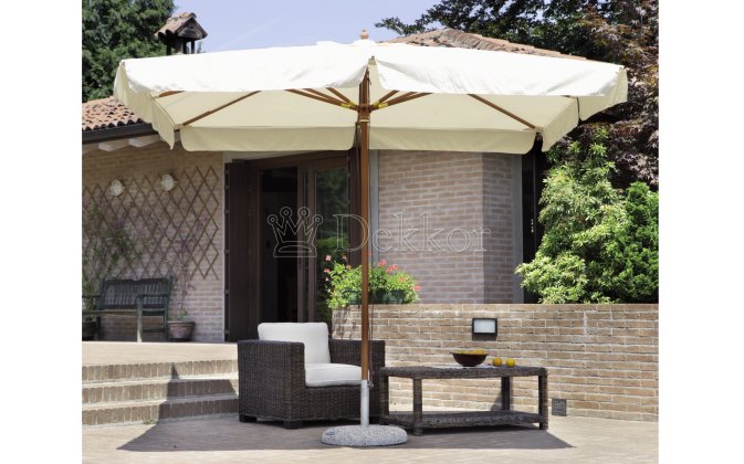 Parasol 3x3 LUXO noga centralna drewniana poszycie kremowe lub szare