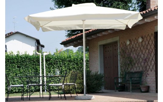 Parasol kwadratowy ogrodowy aluminiowy noga biała kremowy ORTIGA 3x3 m