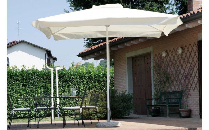 Parasol kwadratowy ogrodowy aluminiowy noga biała kremowy ORTIGA 3x3 m