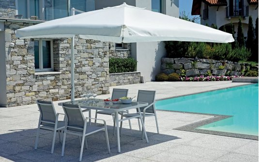 Biały parasol ogrodowy noga boczna 3x3 ISLETA