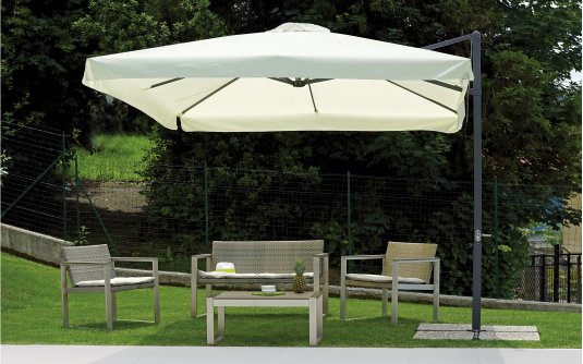 Kremowy parasol ogrodowy noga boczna 3x3 ISLETA Kremowy parasol ogrodowy noga boczna 3x3 ISLETA