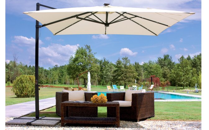 kwadratowy parasol 3x3 m z nogą boczną kolor kremowy