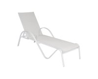 2x FIERRO Leżak aluminiowy biały z siedziskiem z tekstyliny