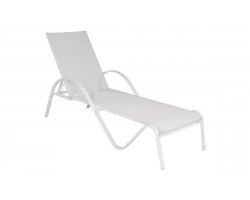 2x FIERRO Leżak aluminiowy biały z siedziskiem z tekstyliny