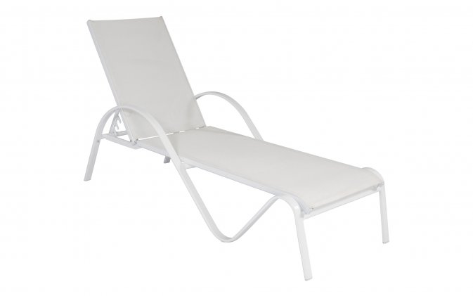 2x FIERRO Leżak aluminiowy biały z siedziskiem z tekstyliny