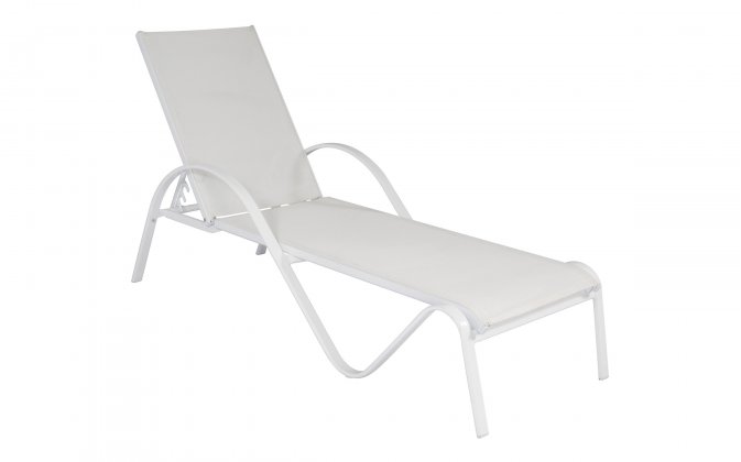 2x FIERRO Leżak aluminiowy biały z siedziskiem z tekstyliny