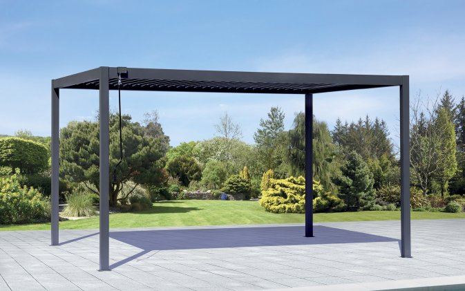 Pergola aluminiowa lamelowa MEXICO 2,30 m- antracyt, z regulacją i odpływem