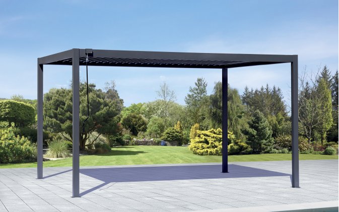 Pergola aluminiowa lamelowa MEXICO 2,30 m- antracyt, z regulacją i odpływem