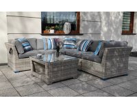 Meble ogrodowe modułowy narożnik z technorattanu PERNACA jasnoszara