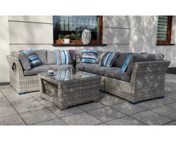 Meble ogrodowe modułowy narożnik z technorattanu PERNACA jasnoszara