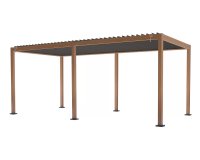 Pergola lamelowa aluminiowa 3×6 m TEXAS z regulacją i odpływem – efekt drewna