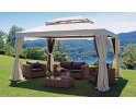 Ekskluzywny pawilon ogrodowy aluminiowy 3x4 m VISTOSA ciemnoszara konstrukcja bezowo-kremowe poszycie 