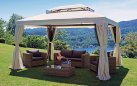 Ekskluzywny pawilon ogrodowy aluminiowy 3x4 m VISTOSA ciemnoszara konstrukcja bezowo-kremowe poszycie 