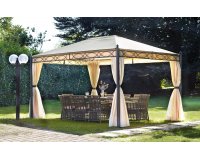 Pawilon ogrodowy VALL 3x4 m z bezowym poszyciem ścianami bocznymi i moskitierą