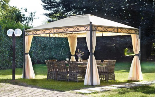 Pawilon ogrodowy VALL 3x4 m z bezowym poszyciem ścianami bocznymi i moskitierą Pawilon ogrodowy VALL 3x4 m z bezowym poszyciem ścianami bocznymi i moskitierą