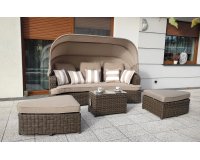 Leżanka ogrodowa z daszkiem ZUCARRO technorattan brązowy matowy