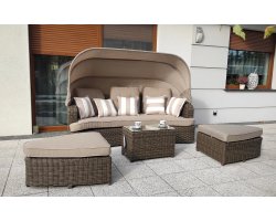 Leżanka ogrodowa z daszkiem ZUCARRO technorattan brązowy matowy