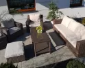 Duży komplet ogrodowy z technorattanu LARGHI XL z 3-osobową sofą BRĄZOWY