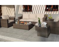 Meble ogrodowe wypoczynkowe z technorattanu z dużą sofą LARGHI brązowe