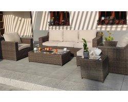 Meble ogrodowe wypoczynkowe z technorattanu z dużą sofą LARGHI brązowe