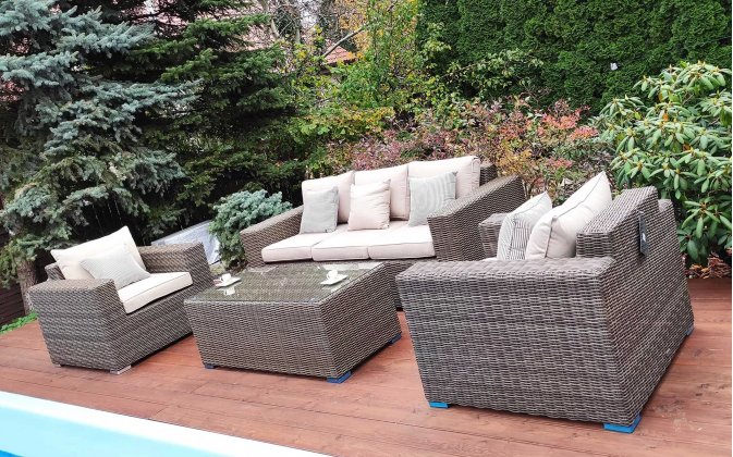 Meble ogrodowe z technorattanu MELi brązowy matowy